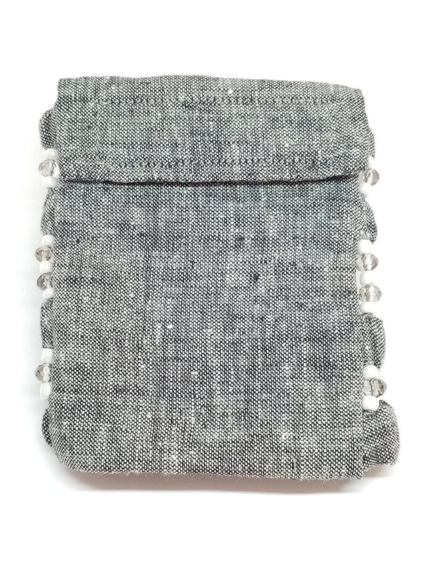 Pols portefeuille grijs kraaltjes motief 6